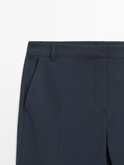 Massimo Dutti Брюки прямого кроя из высокотехнологичной ткани, темно-синий