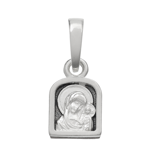 Образок из серебра/Чернение/С подвижным ухом/Казанская БМ