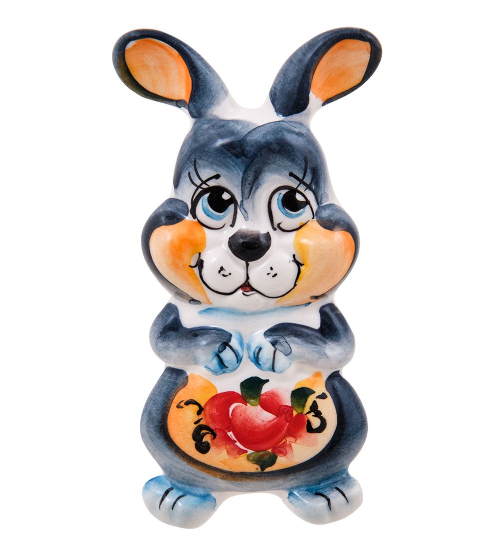 ГЛ- 906 Магнит «Заяц» цв. (Гжельский фарфор)