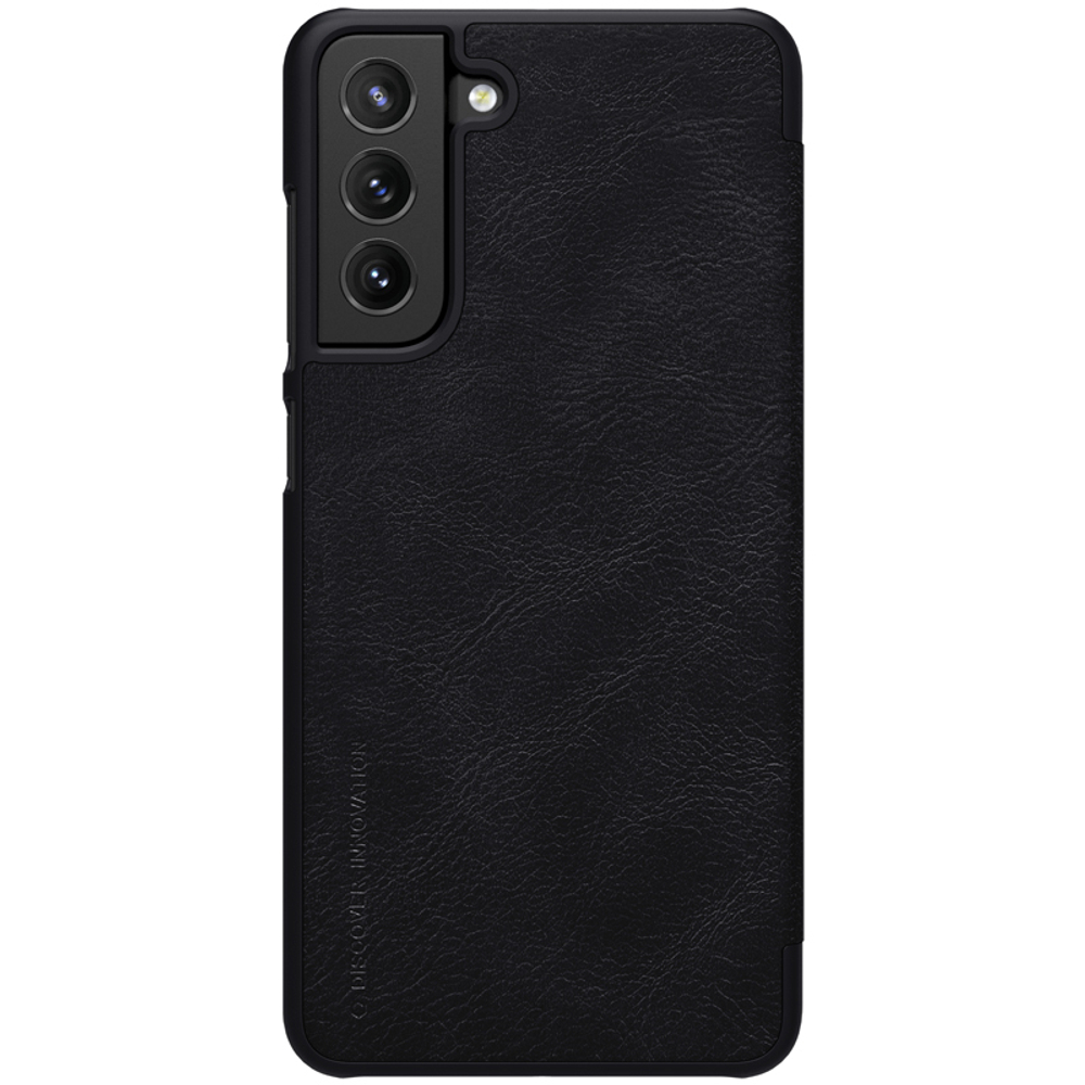 Кожаный чехол книжка от Nillkin для Samsung Galaxy S21 FE 5G, черный цвет, серия Qin Leather