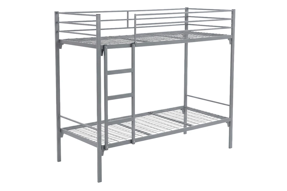 Кровать металлическая двухъярусная с лестницей и ограждением 800х1900 сетка 100х50 2 усиления