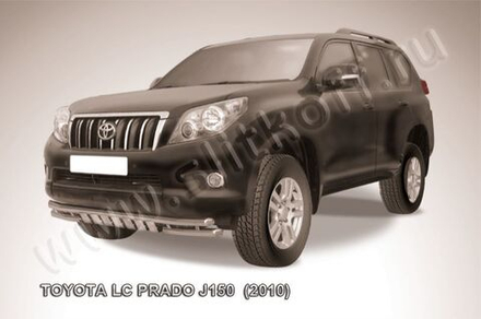 Защита переднего бампера (нержавейка) Toyota Land Cruiser Prado J150 (2009-2013) d57+d57 с защитой картера
