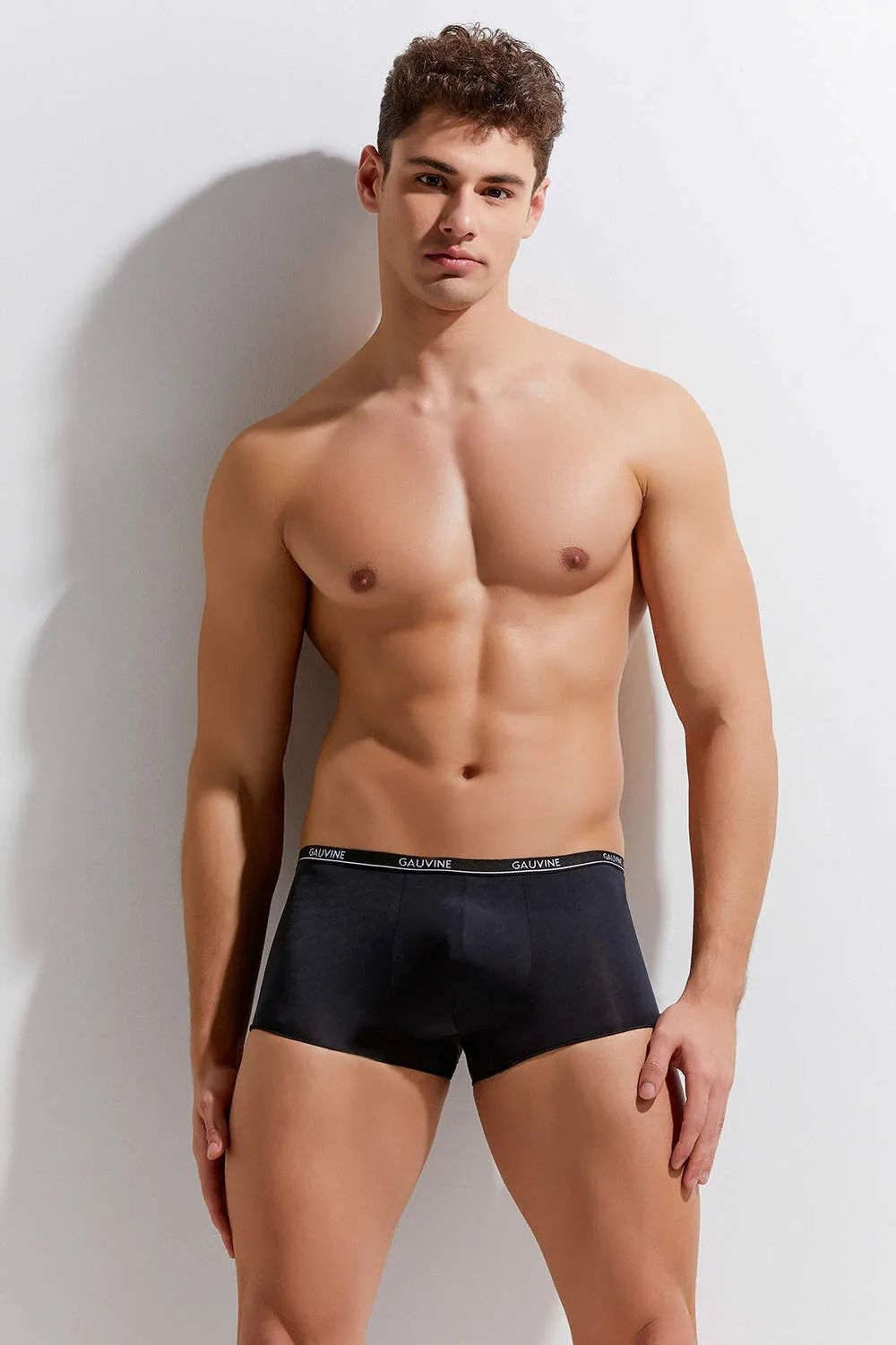 Мужские трусы-боксеры с тонкой брендированной резинкой Second Skin Trunk (Размер: L) (Цвет: черный)