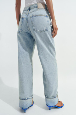 ZARA ДЖИНСЫ BAGGY СО СРЕДНЕЙ ПОСАДКОЙ — ZW COLLECTION, ГОЛУБОЙ