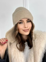 шапка ушанка осенняя-зимняя вязаная с ушками