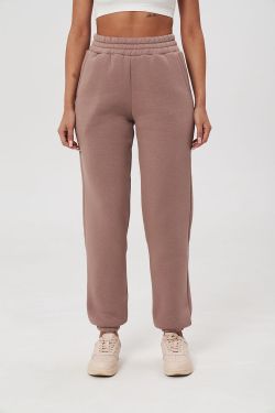 Утепленные джоггеры свободного кроя из премиум футера цвета какао