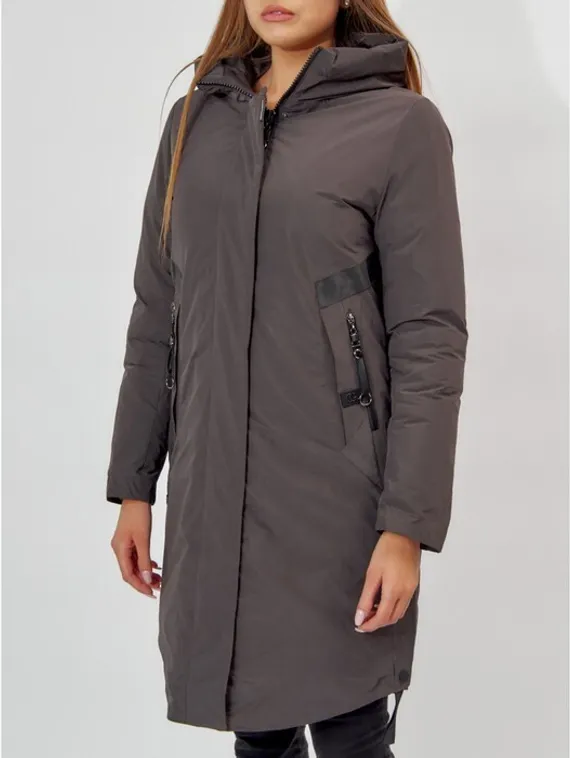 Пальто утеплённое женское, цвет тёмно-серый, размер 50