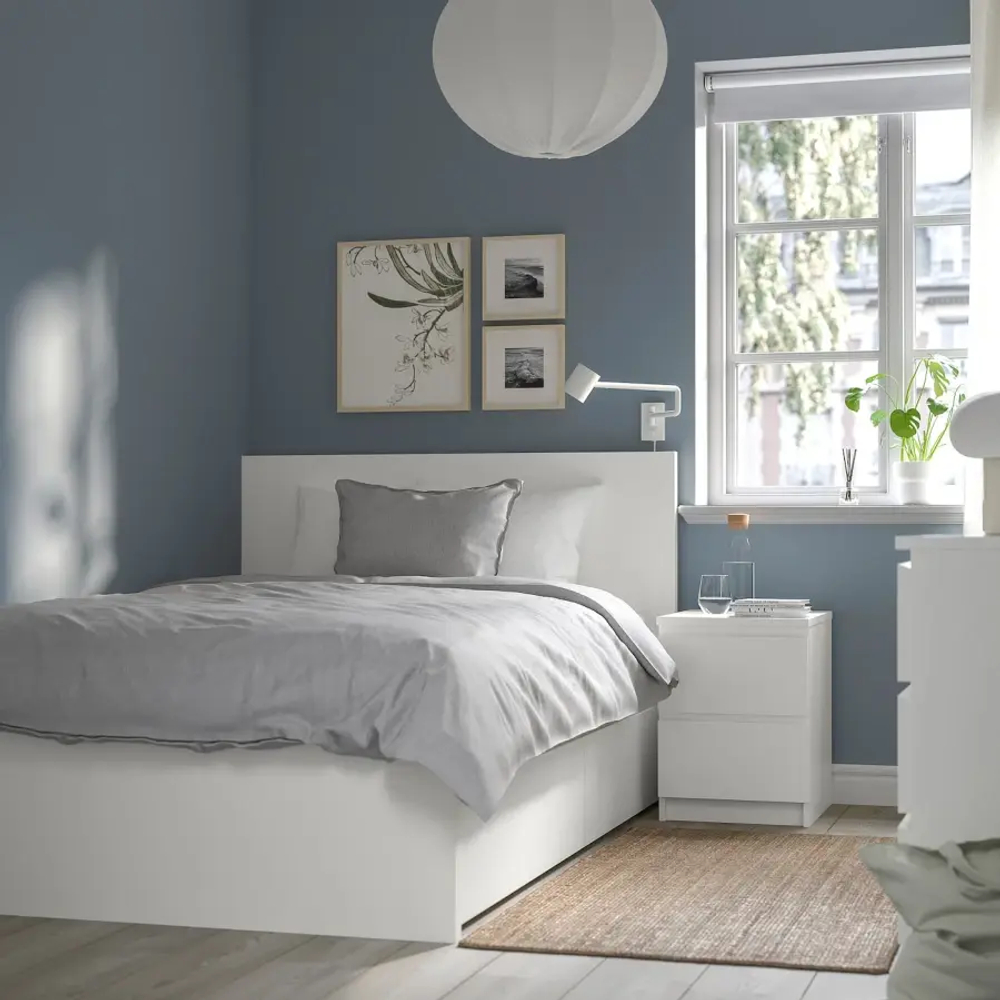 Каркас кровати с 2 ящиками для хранения - IKEA MALM/LОNSET/LÖNSET , 120х200 см, белый МАЛЬМ/ЛОНСЕТ ИКЕА