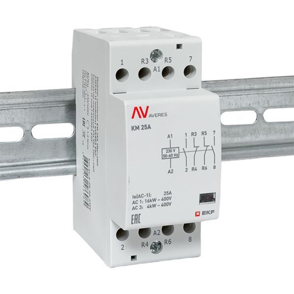 Контактор модульный EKF km-av-2-25-22-230V