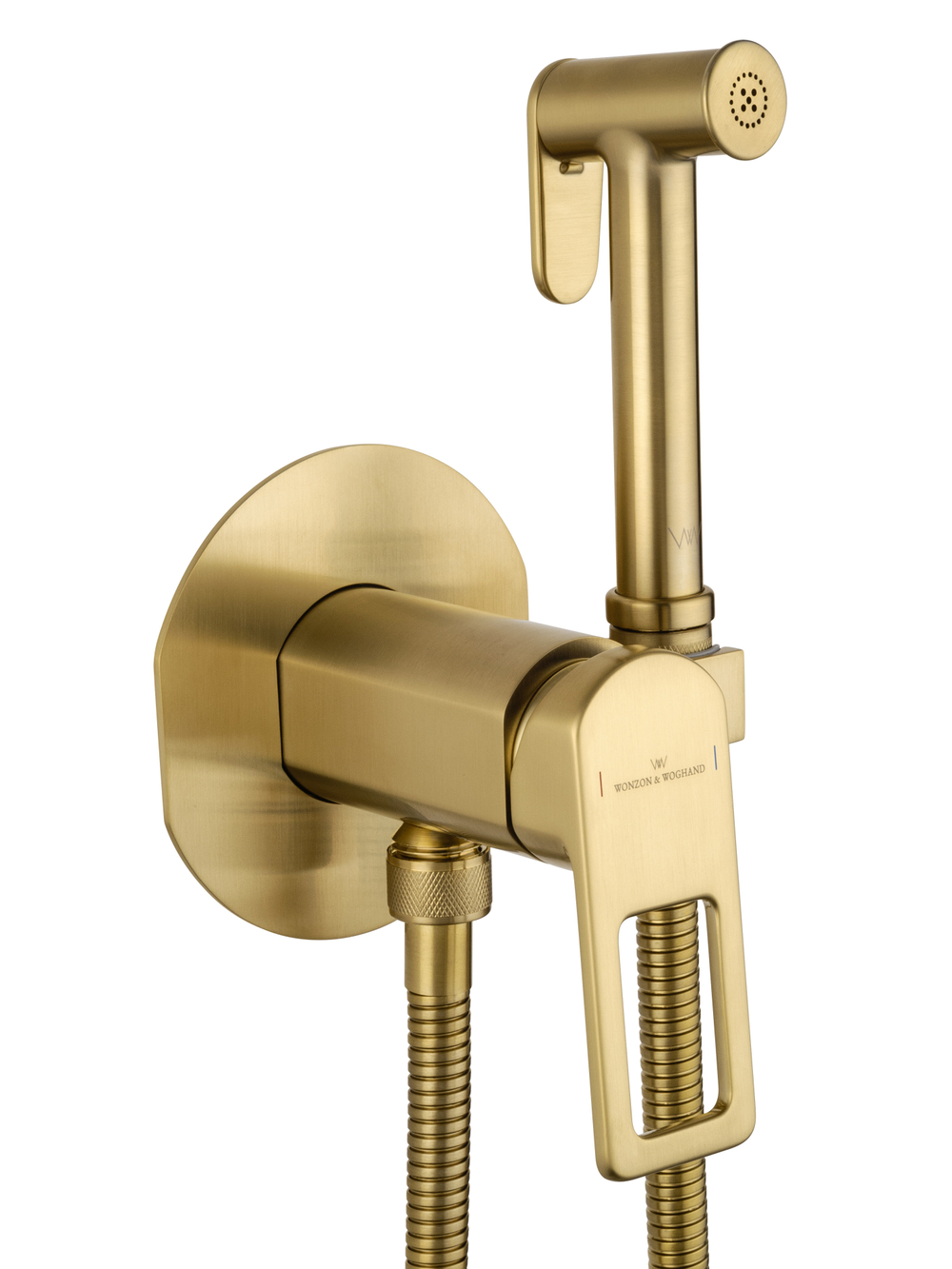Смеситель с гигиеническим душем встраиваемый WONZON & WOGHAND FRAME, Брашированное золото (WW-88829010-BG)