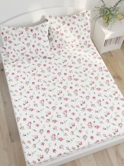 Постельное белье Сказка "Розовые бутоны" 2-спальный   наволочки 50х70 2шт Простынь на резинке 160х200 см  Пододеяльник 175х215 см