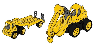 Пластмассовая игрушечная машина Toy Bibib "Эвакуатор с трактором", упакет полиэт.сетка