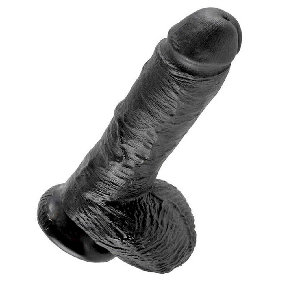 Фаллоимитатор на присоске черный King Cock 8 Cock with Balls (Цвет: черный)