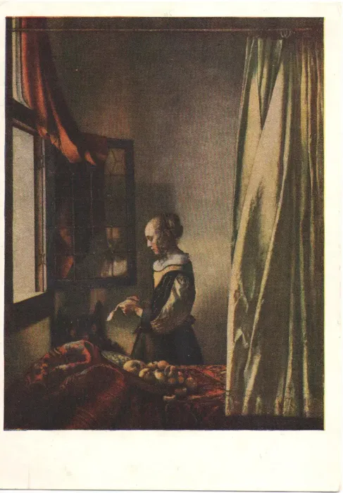 Открытка «Девушка с письмом» Вермеер Дельфтский (1632—1675)