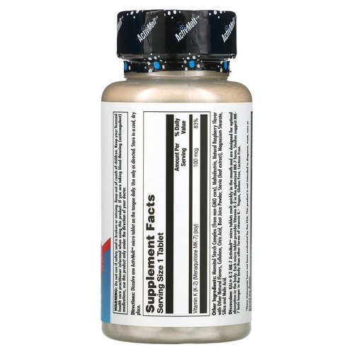 KAL, K-2 MK-7, малина, 100 мкг, 60 микротаблеток
