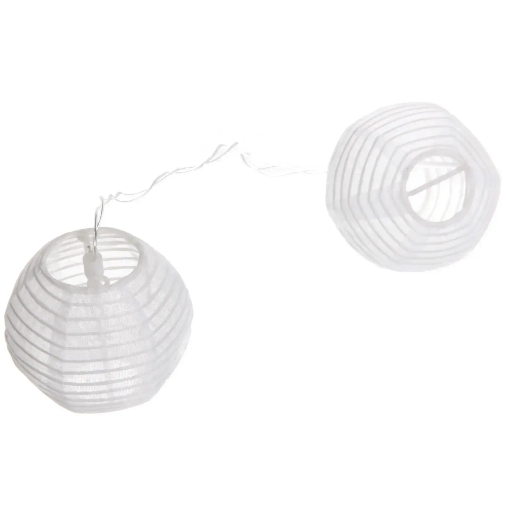 Гирлянда для улицы «Светящийся шар» 3 м 10 ламп LED (d=7,5 см) прозр.пров, 8 реж.,IP-54, Белый (солнечная батарея)