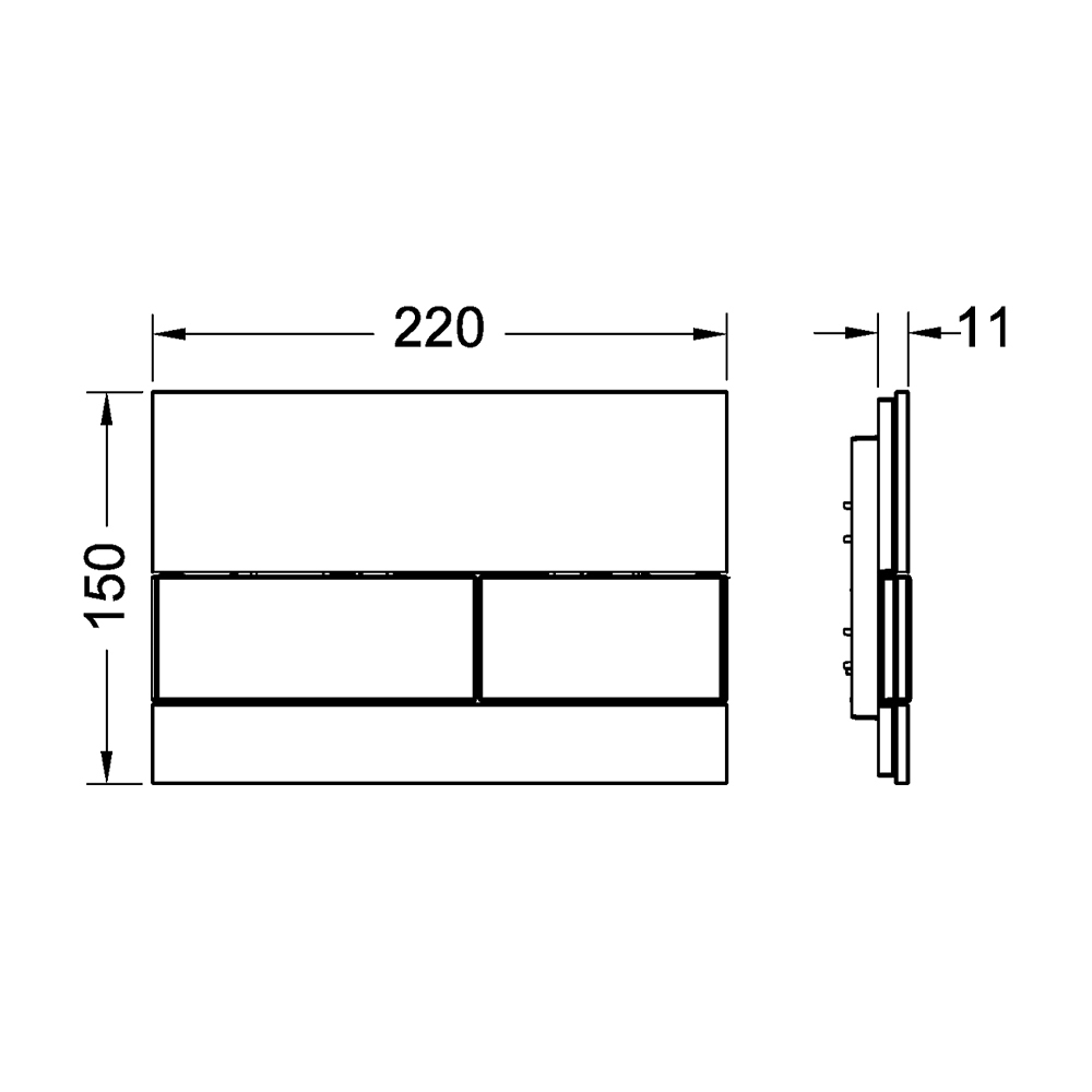 Стеклянная панель смыва для унитаза TECEsquare, стекло белое, клавиши белые 9240800