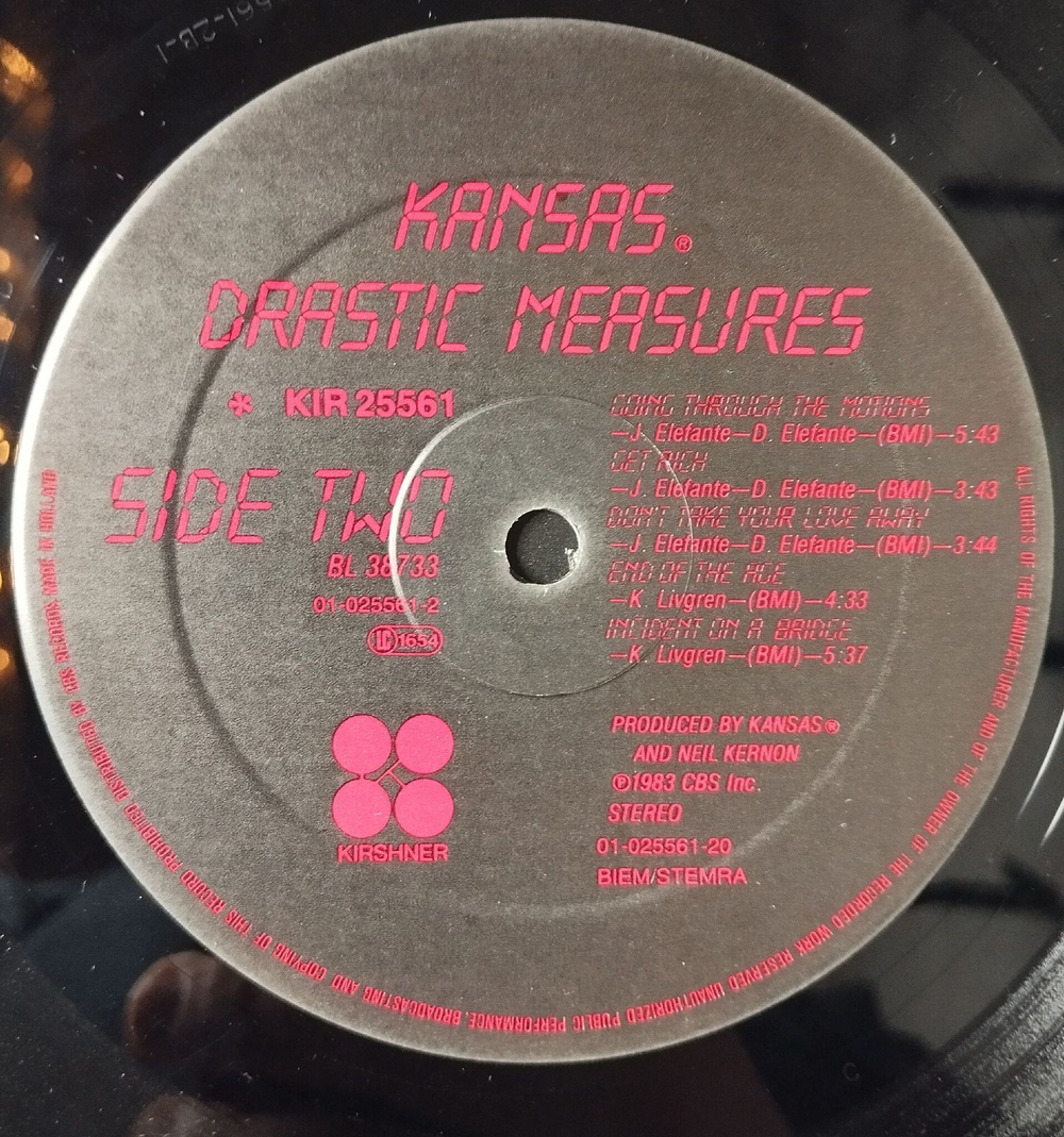 Винтажная виниловая пластинка LP Kansas Drastic Measures (Holland 1983)