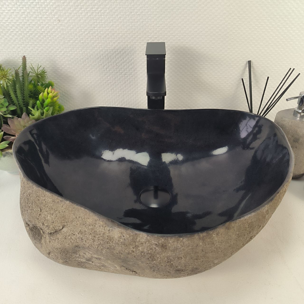 Каменная раковина из речного камня RS-05180 (55*41*15) 0862 из натурального камня