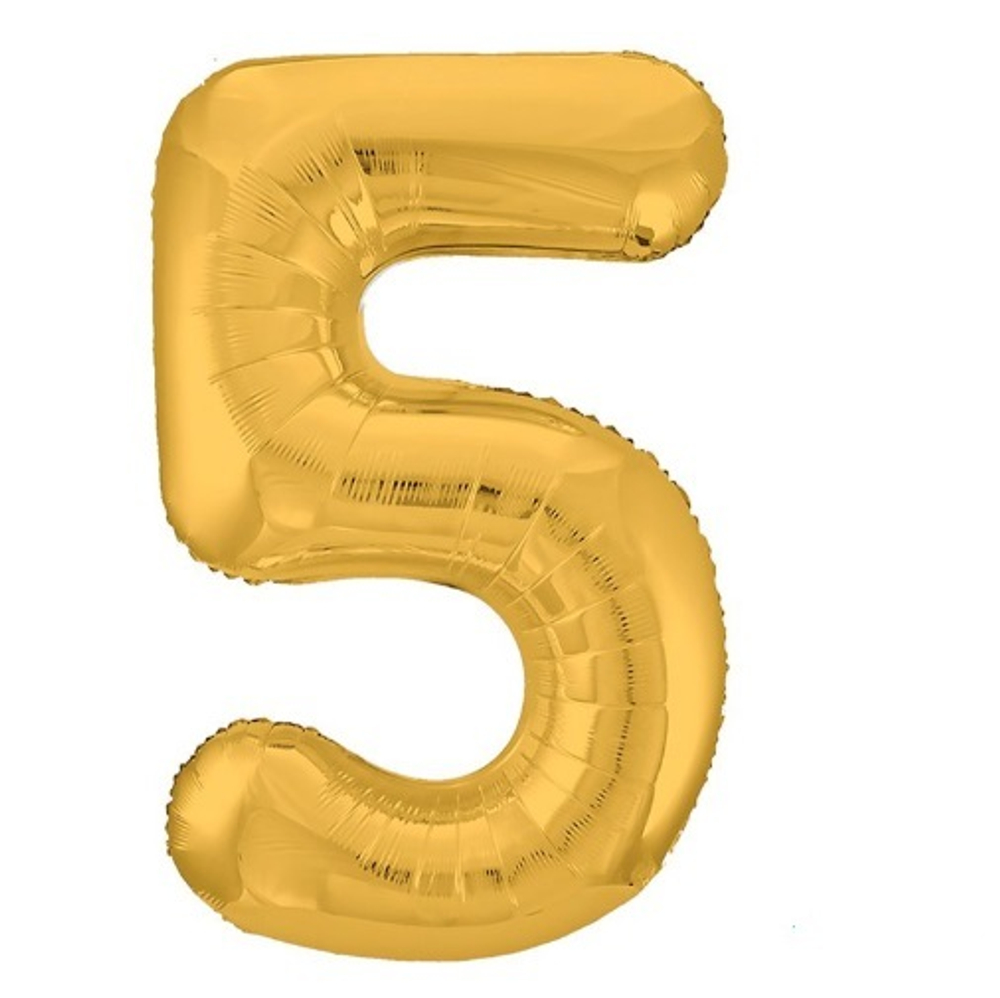 Фольгированная цифра, цвет Золото 102 см