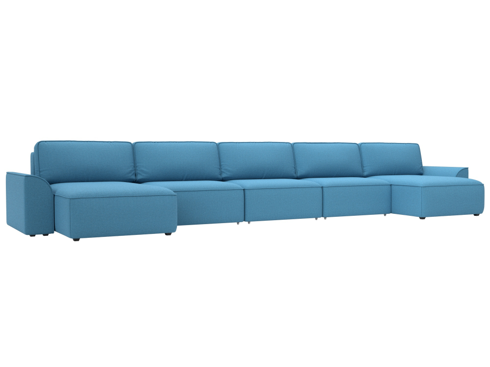 Диван П-образный Лига-048 НПБ МегаЛонг, Амур 10 голубой, Рогожка, 128317