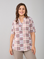 Блузка БЛ-122/кофе-бежклетка