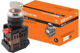 Переключатель AKS-22 черный c ключом на 2 фиксир. положения I-О 1з+1р  TDM SQ0703-0005