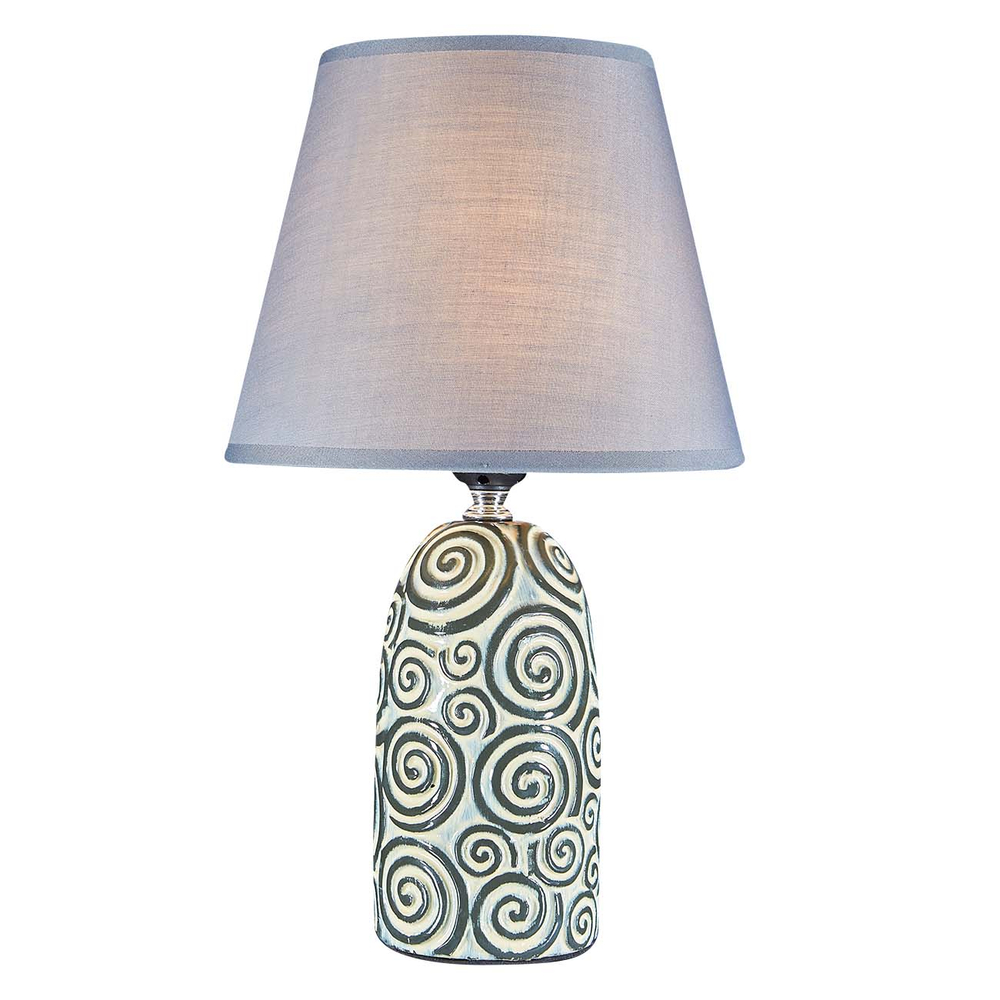 Настольный светильник 1х60Вт E27, керамика/ткань, серый/серый плафон