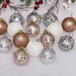 Набор шаров «Сказочная симфония» 6 см (24 предмета), шампань/серебро/белый