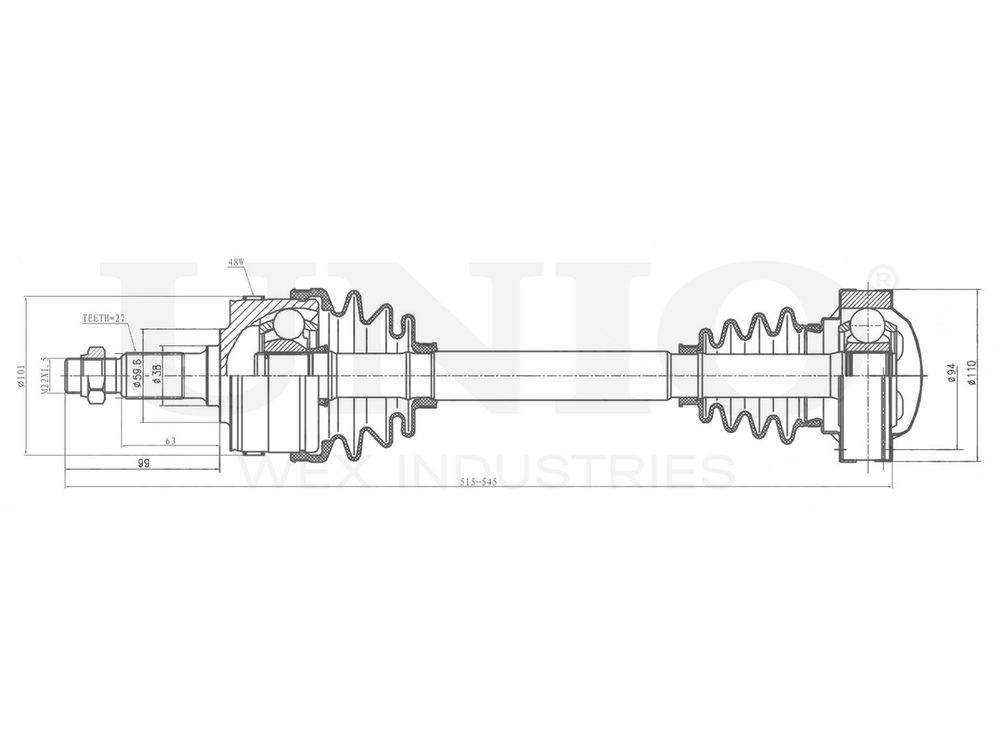 Привод в сборе передний левый/правый UNIO CVJ-10093