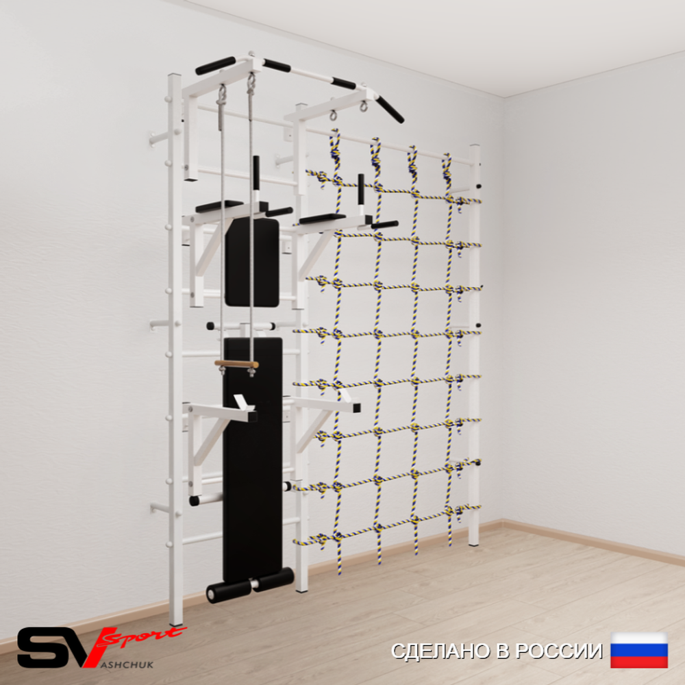 Шведская стенка Sv Sport 5930 (Турник стандарт/Брусья/Стойка/Скамья/Трапеция/Канатный лаз)