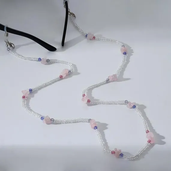 Цепочка для очков &quot;Бусинки&quot;, цвет розово-голубой, 70 см