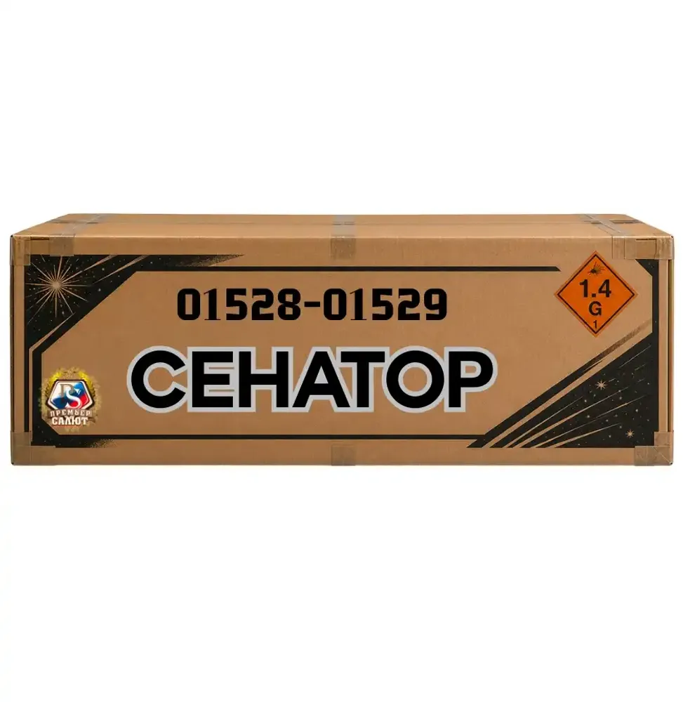 01528-01529 Сенатор — батарея салютов 272 выстрела, купить фейерверки в интернет магазине, большой салют Премьер Салют, разнокалиберный фейерверк 25–30 мм.