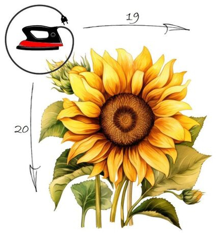 Термотрансфер "Подсолнух", наклейка на одежду, 20х19