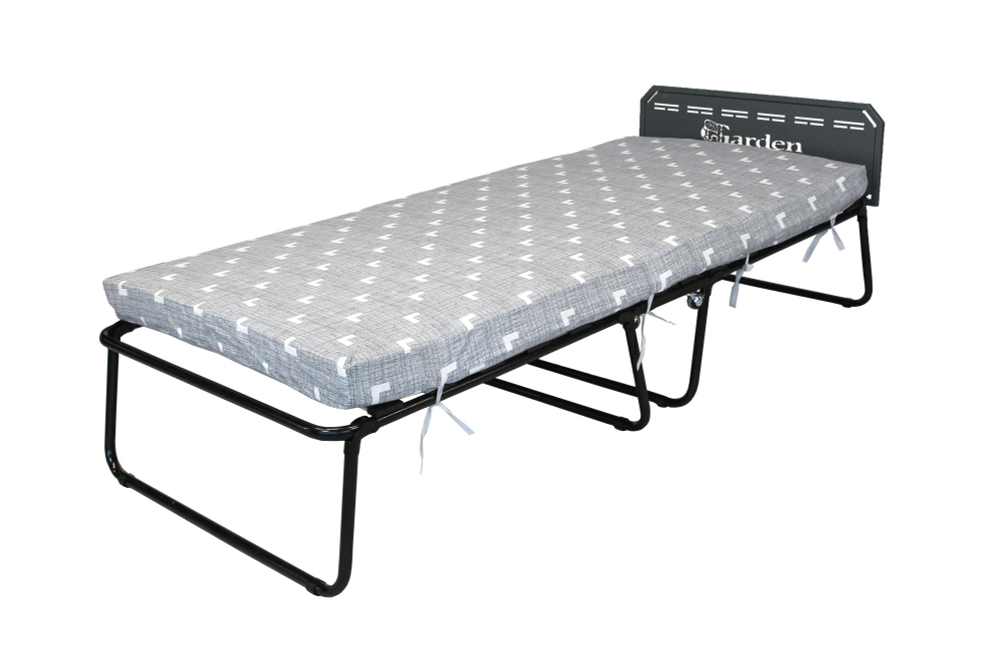 Кровать-тумба АжурСталь Отель 900 (цвет ткани серый рис.тетрис