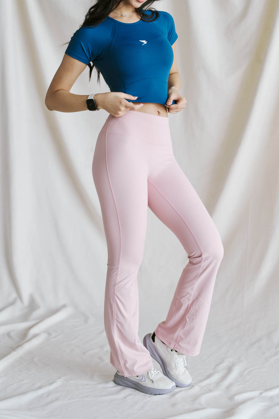 ЛЕГГИНСЫ КЛЕШ STRIPE (розовый)