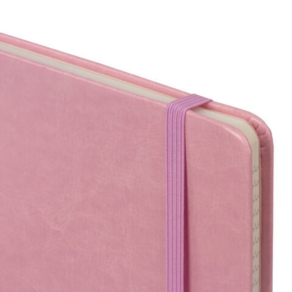 Блокнот в клетку с резинкой А5 (148x218 мм), 80 л., под кожу розовый BRAUBERG "Metropolis Special", 111579