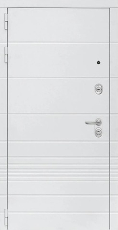 Белая входная дверь в квартиру с зеркалом - 1118