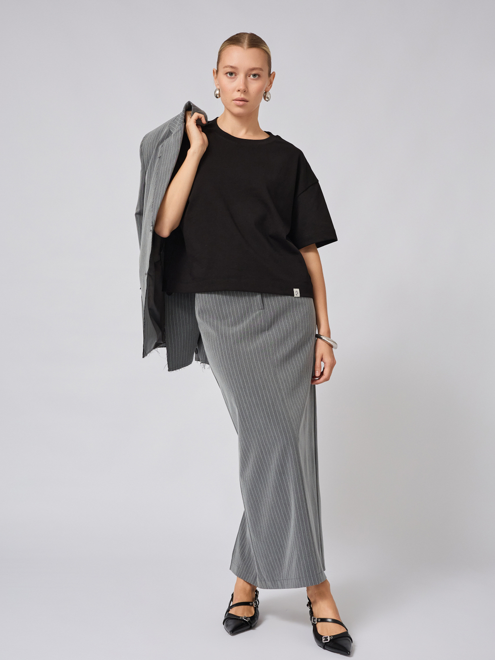 Футболка оверсайз укороченная из 100% хлопка