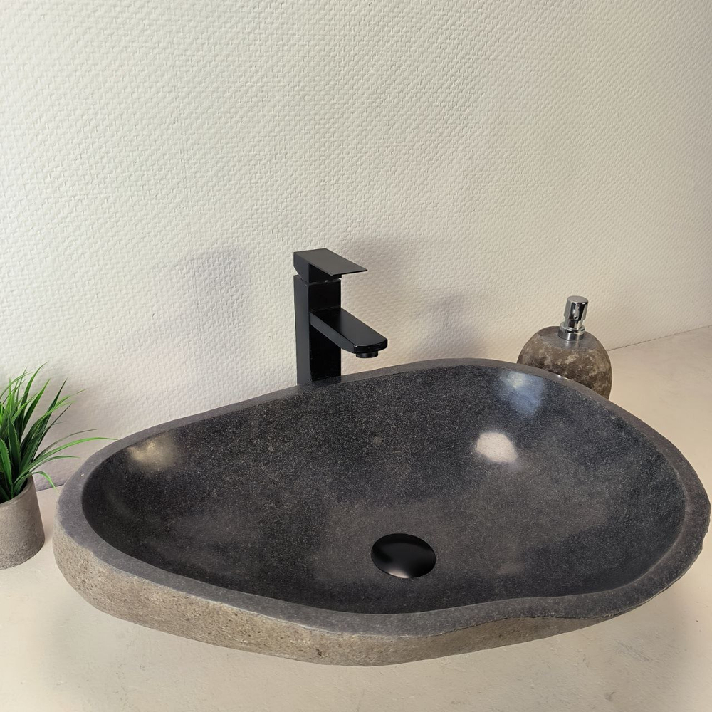 Раковина из речного камня RS-66036 60х43х16 из натурального камня