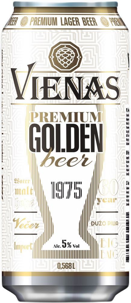 Пиво Виенас Премиум Голден / Vienas Premium Golden 0.568л - 24шт