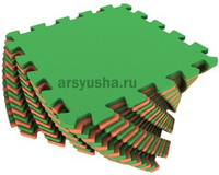 Коврик-пазл Экополимеры (16 плит 25x25x0,9см, 1кв.м./уп) Оранжево-зеленый