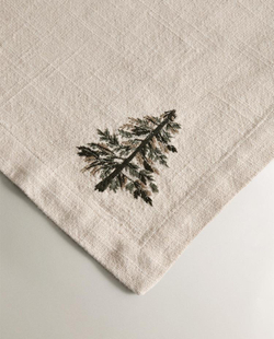 ZARA HOME НАБОР ЛЬНЯНЫХ РОЖДЕСТВЕНСКИХ САЛФЕТОК С ВЫШИВКОЙ (2 ШТ.), ЭКРЮ