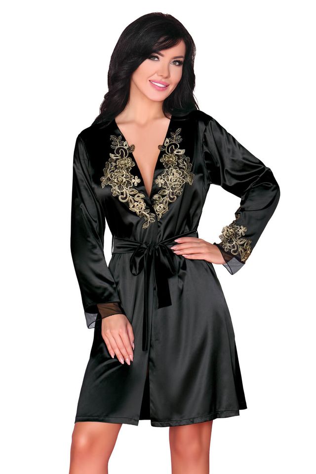 Атласный пеньюар Natasha на запахе