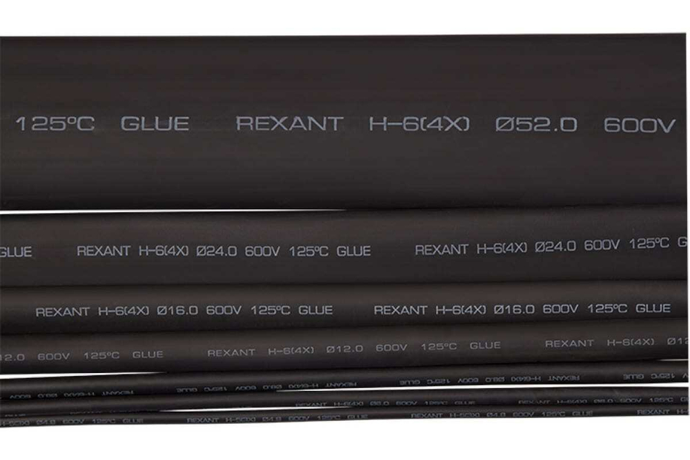 Клеевая термоусадка REXANT 12.0/3.0мм, 4:1, черная 10 шт по 1м 23-1206