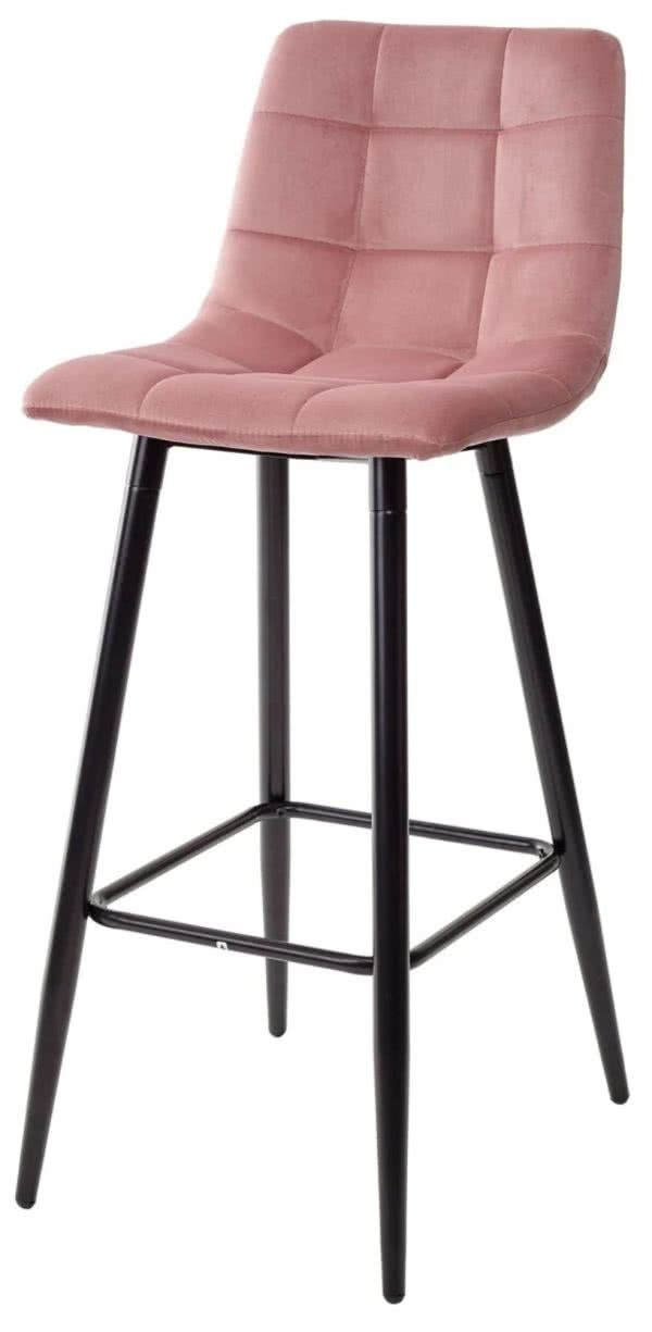 Стул барный  Sabadell велюр розовый/черный