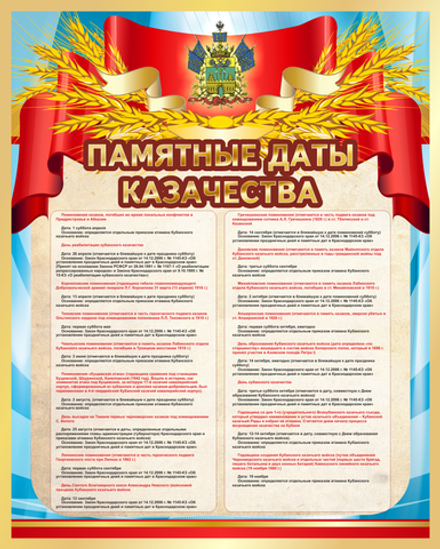 Стенд "Памятные даты казачества"