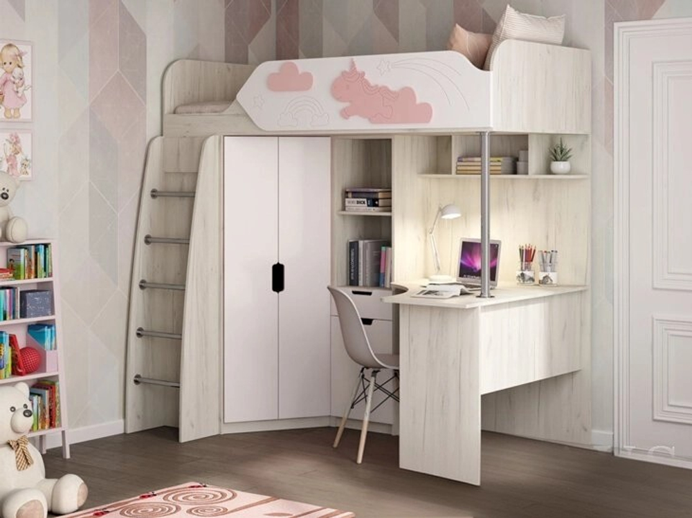 Детская 3Д Кровать чердак ДН-85 левое исполнение