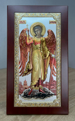 Ангел Хранитель, икона ростовая, красное дерево, эмаль 102х178