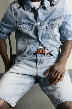 ZARA ДЖИНСОВЫЕ ШОРТЫ LOOSE FIT, ВЫЦВЕТШИЙ СИНИЙ